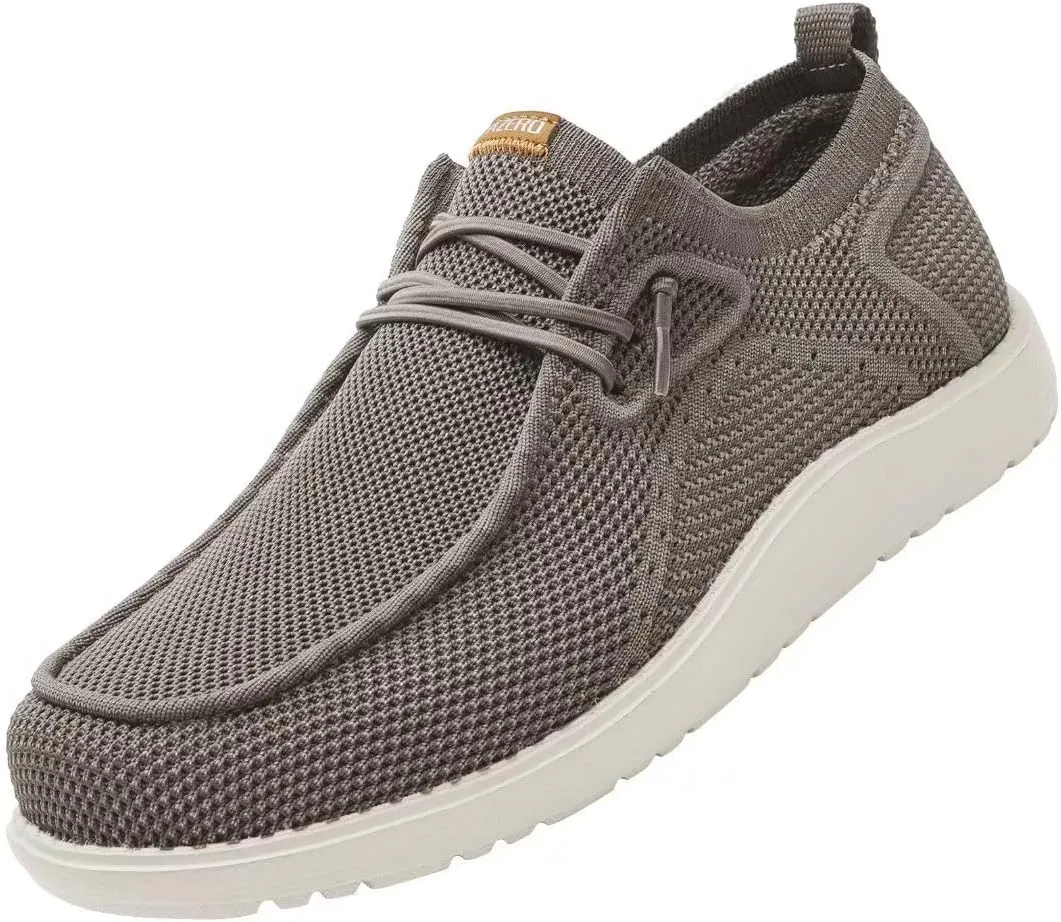 1TAZERO Men's Wide Comfortable Boat Shoes - Loafers with Arch Support, Black