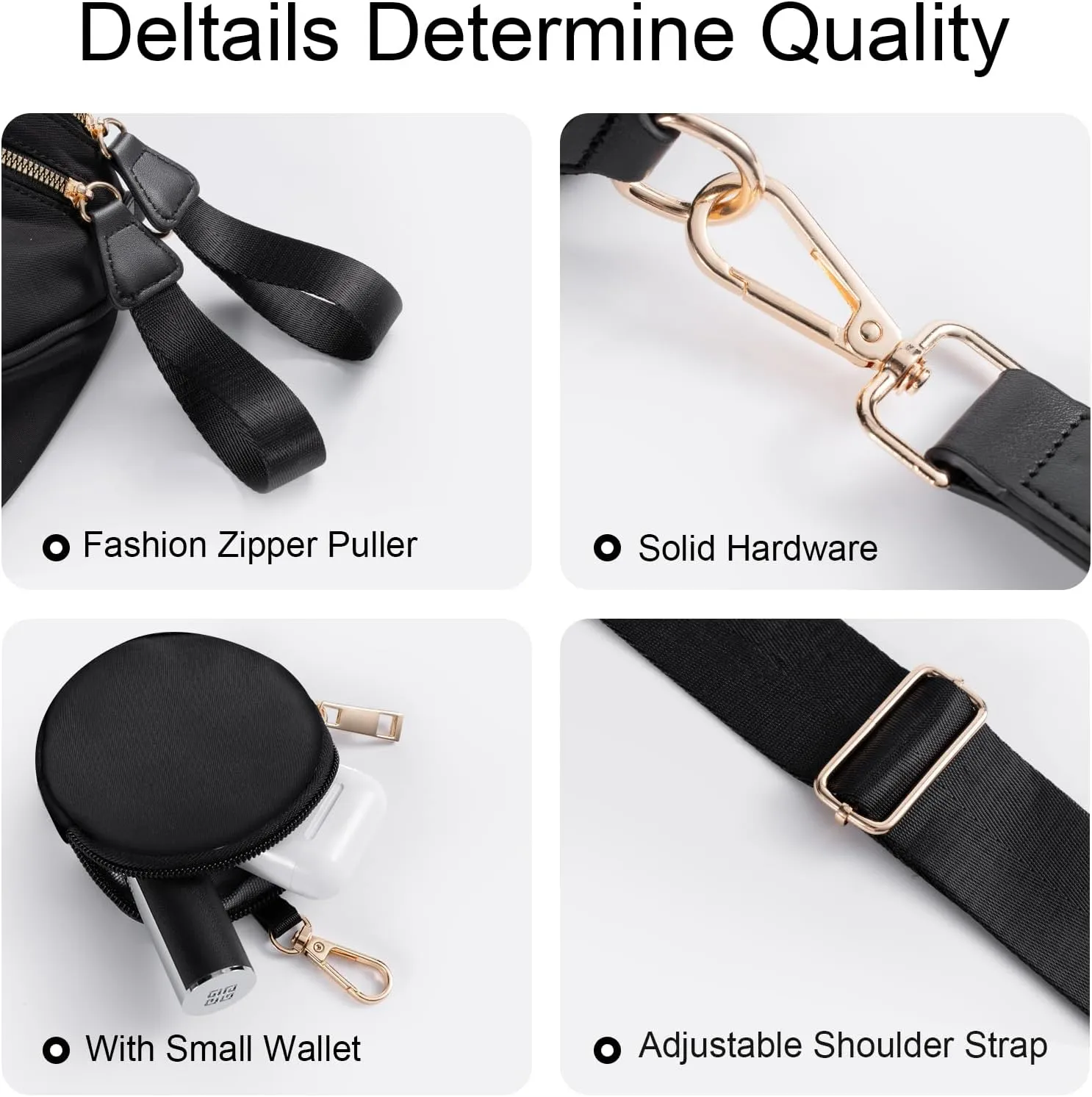 Bum Bags for Women Checkered Crossbody Bag with Removable Wallets Large Nylon Belt Purse Fanny Packs, Bonus with a Extra Strap