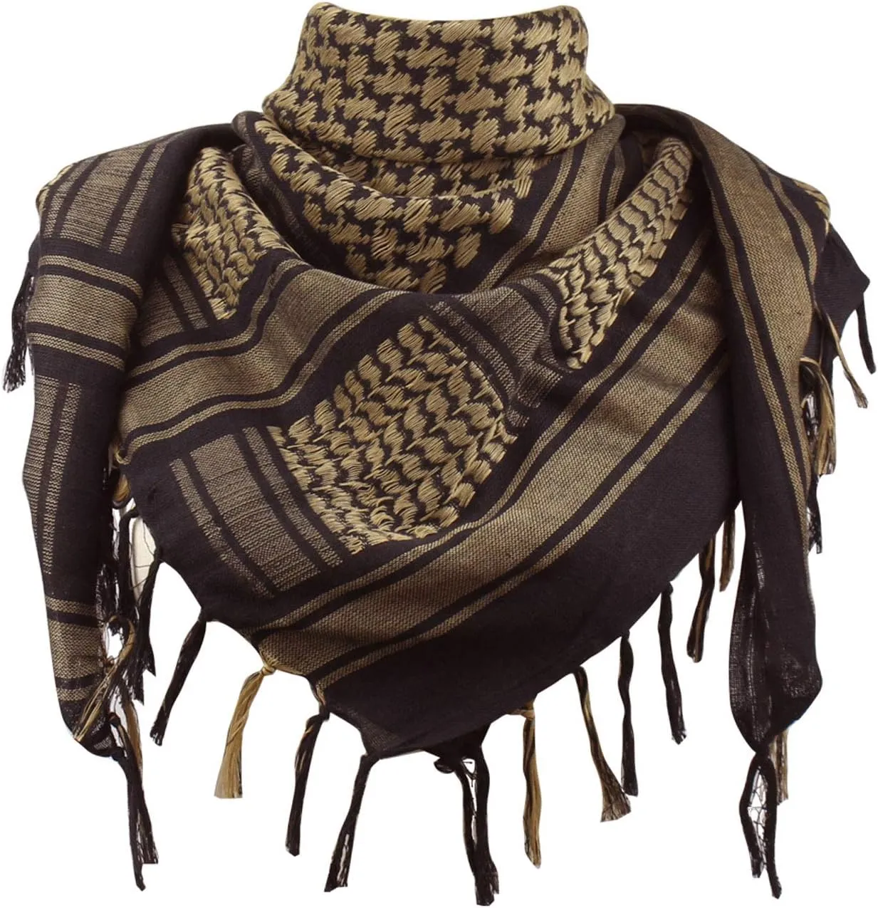 Explore Land Cotton Shemagh Keffiyeh Tactical Desert Scarf Neck Head Wrap with Tassel for Men Women