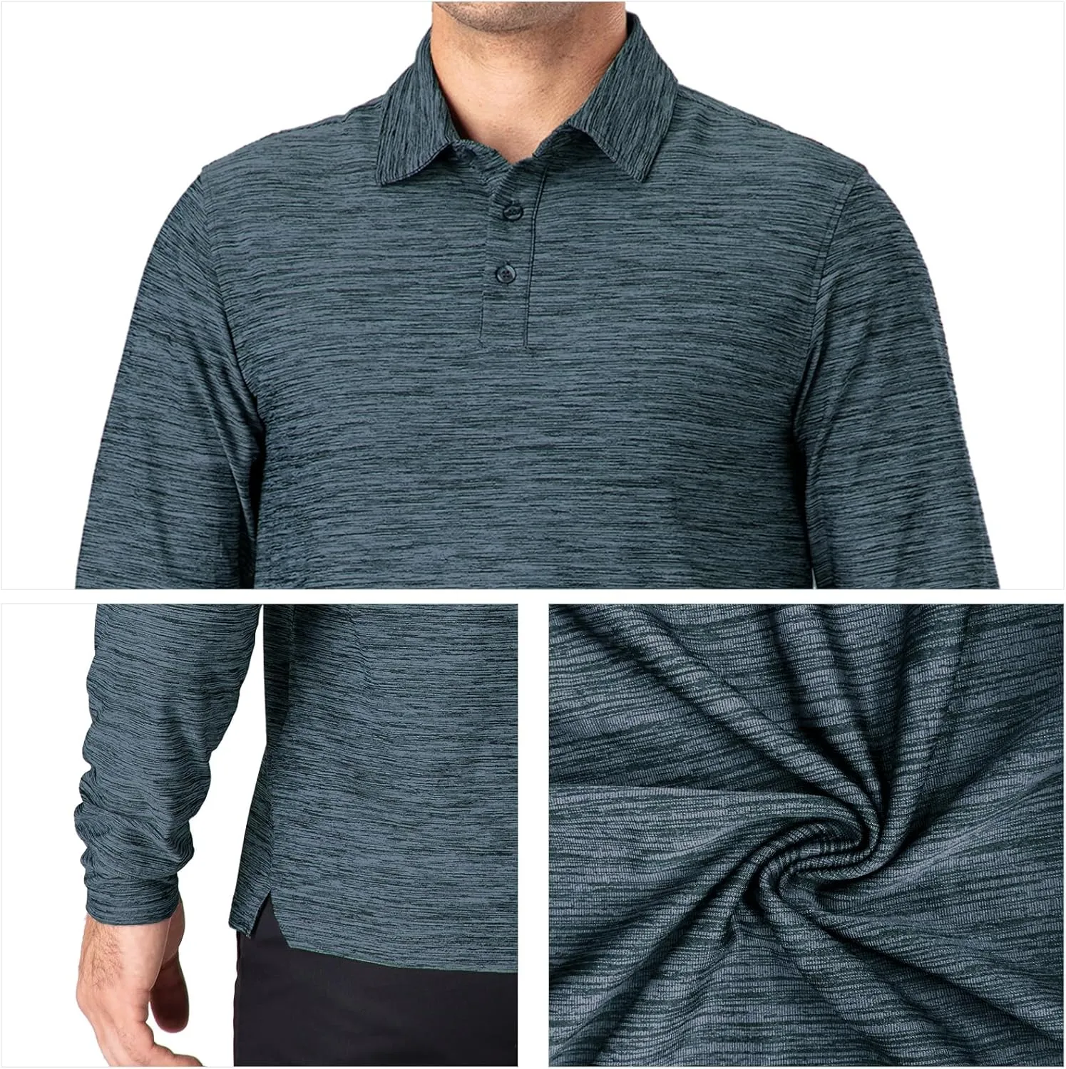 NAVISKIN Men's Polo Shirts Quick Dry Golf Shirts UPF 50 Long and Short Sleeve Moisture Wicking Polo Shirts
