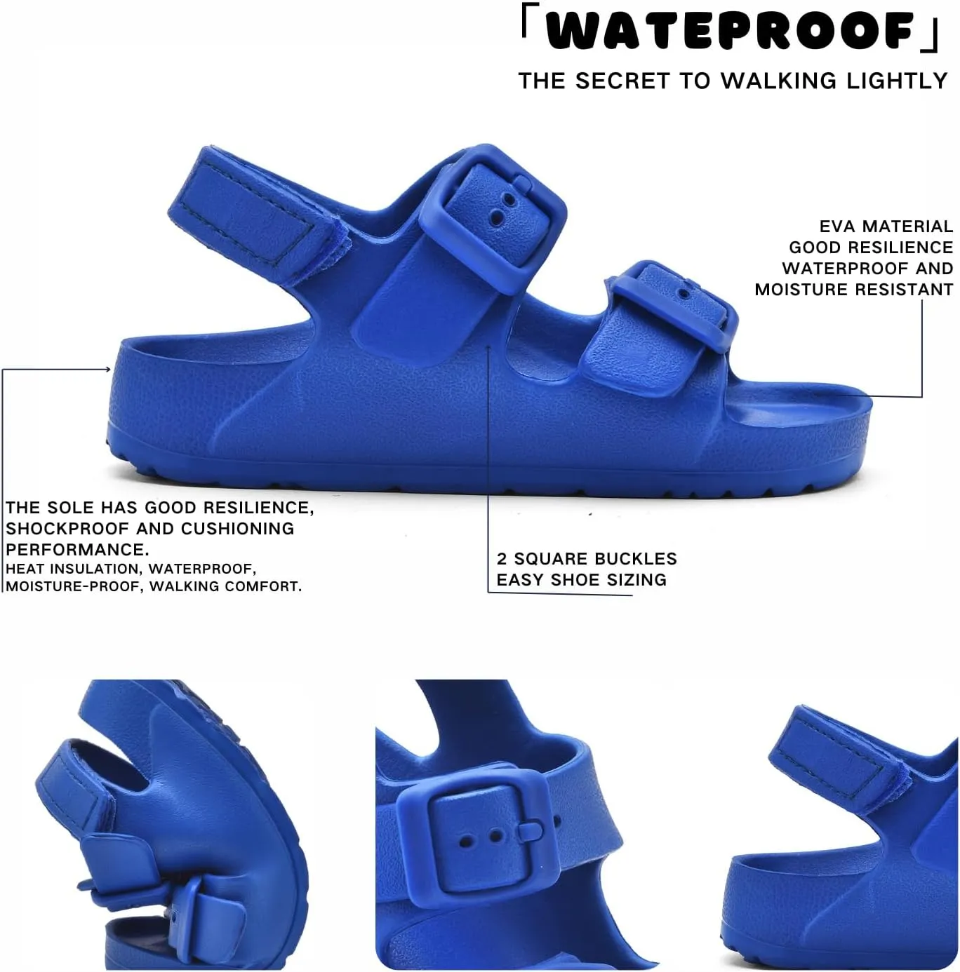 Toddler Unisex Adjustable Buckle Sandals ?C Comfortable Open Toe Beach & Pool Shoes for Boys & Girls with Back Strap