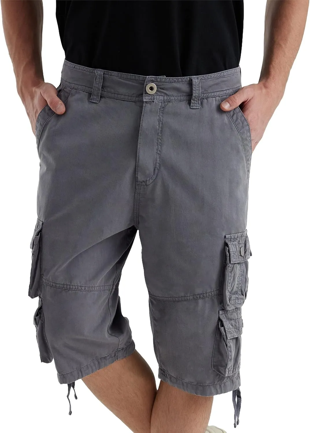YGREYG Mens Cargo Shorts Long Capri Below The Knee Shorts 3/4 Relaxed Fit Long Shorts with Pockets