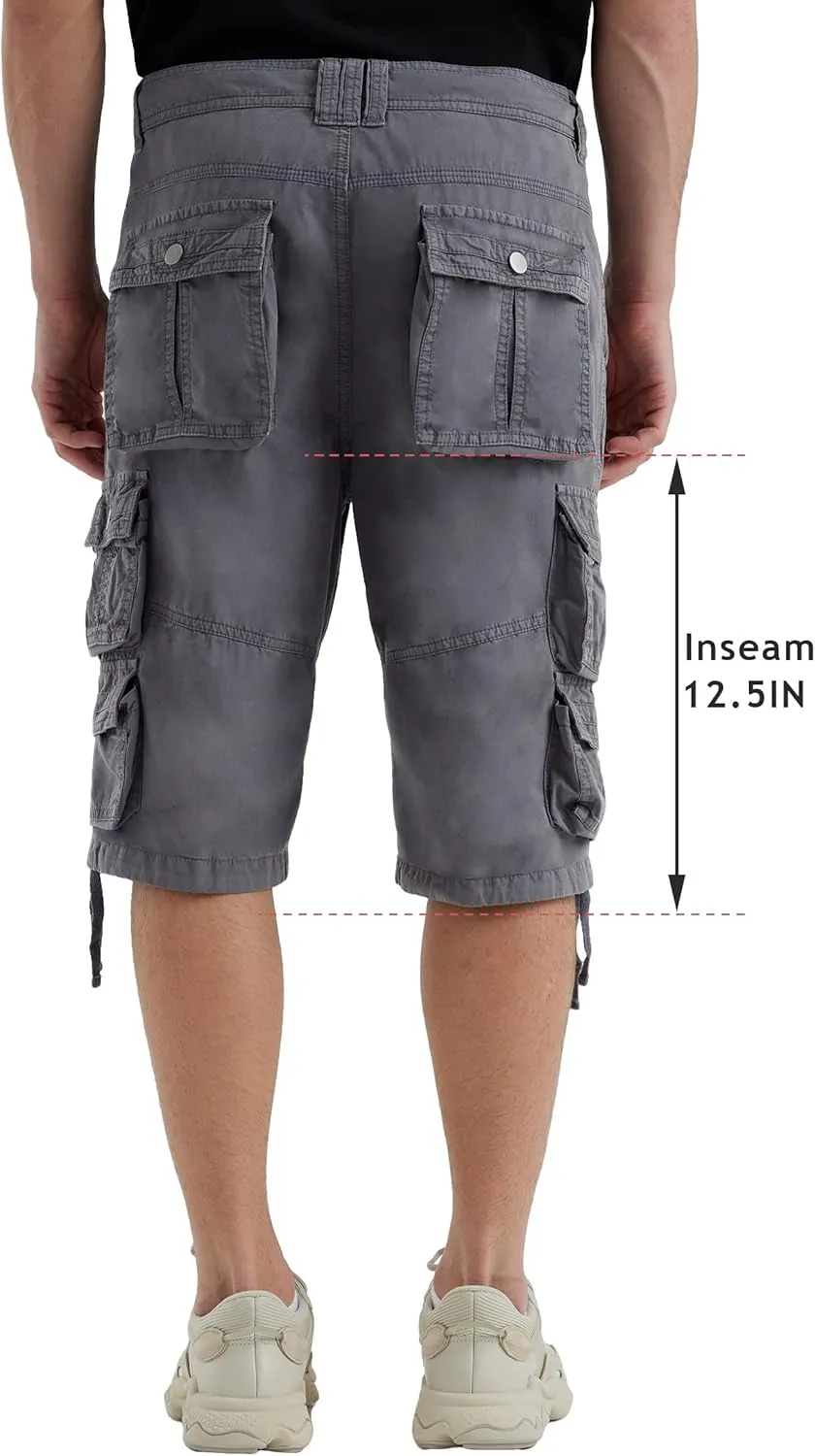 YGREYG Mens Cargo Shorts Long Capri Below The Knee Shorts 3/4 Relaxed Fit Long Shorts with Pockets